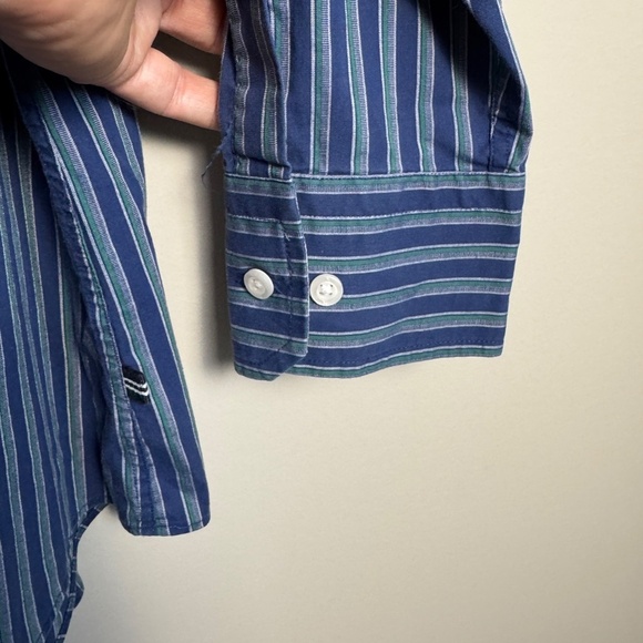 Nautica Men's Long Sleeve Button Up‎ Stripe Shirt Blue/Green 2XL Office Casual - Picture 2 of 14